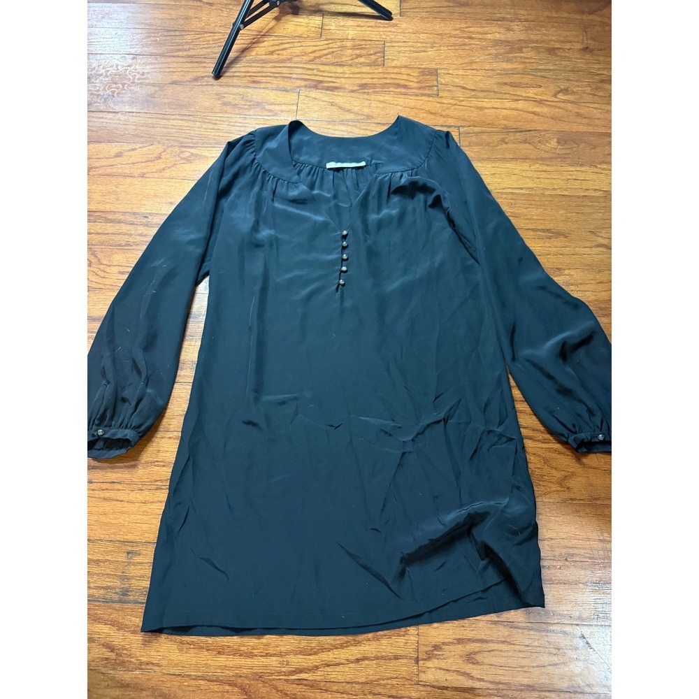 Twelfth Street by Cynthia Vincent Black Silk Mini Dress Tunic Blouse Small 6397